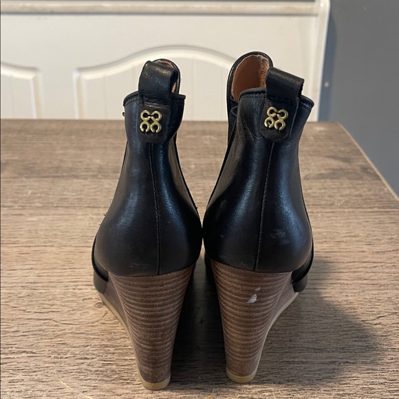 COACH “Farah” Black Leather Wedge Bootie Size 8 - Picture 2 of 7